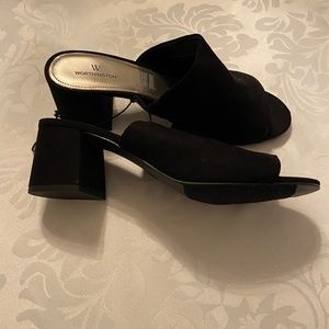 Womens Black Suede Slides